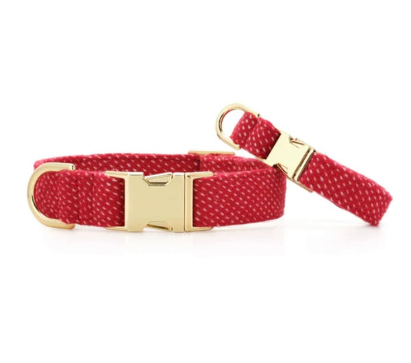 Berry Stitch Adjustable Flannel Dog Collar