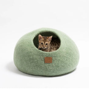 Premium Felted Wool Eucalyptus Green Cat Cave