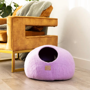 Premium Felted Wool Lilac Cat Cave