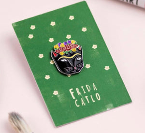Frida Catlo Enamel Cat Pin