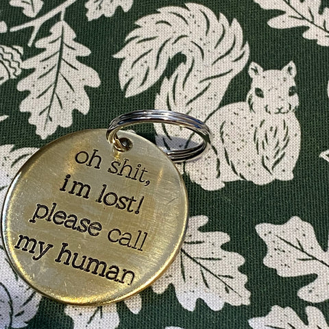 Oh Shit Brass ID Tag