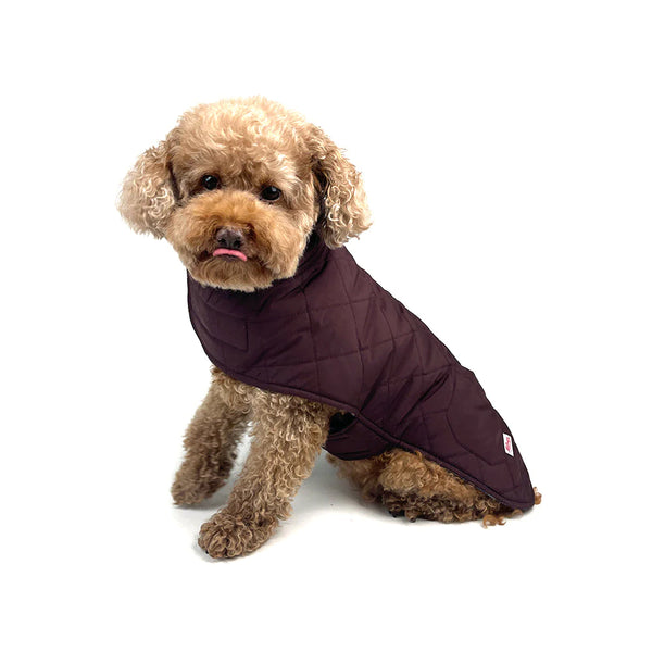 Burgundy/Plaid Reversible Winter Dog Coat