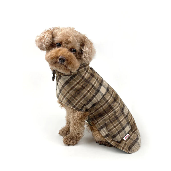 Army Green/Plaid Reversible Winter Dog Coat