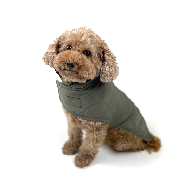 Army Green/Plaid Reversible Winter Dog Coat