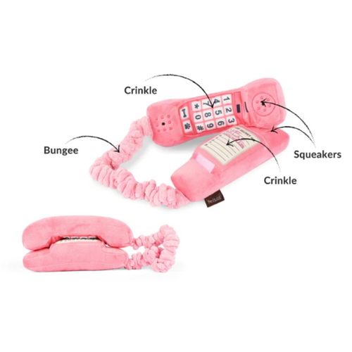 PLAY Pink Corded Telephone Dog Toy