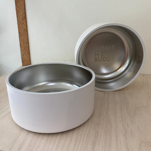 Come Here Buddy White/Stainless Steel Bowl