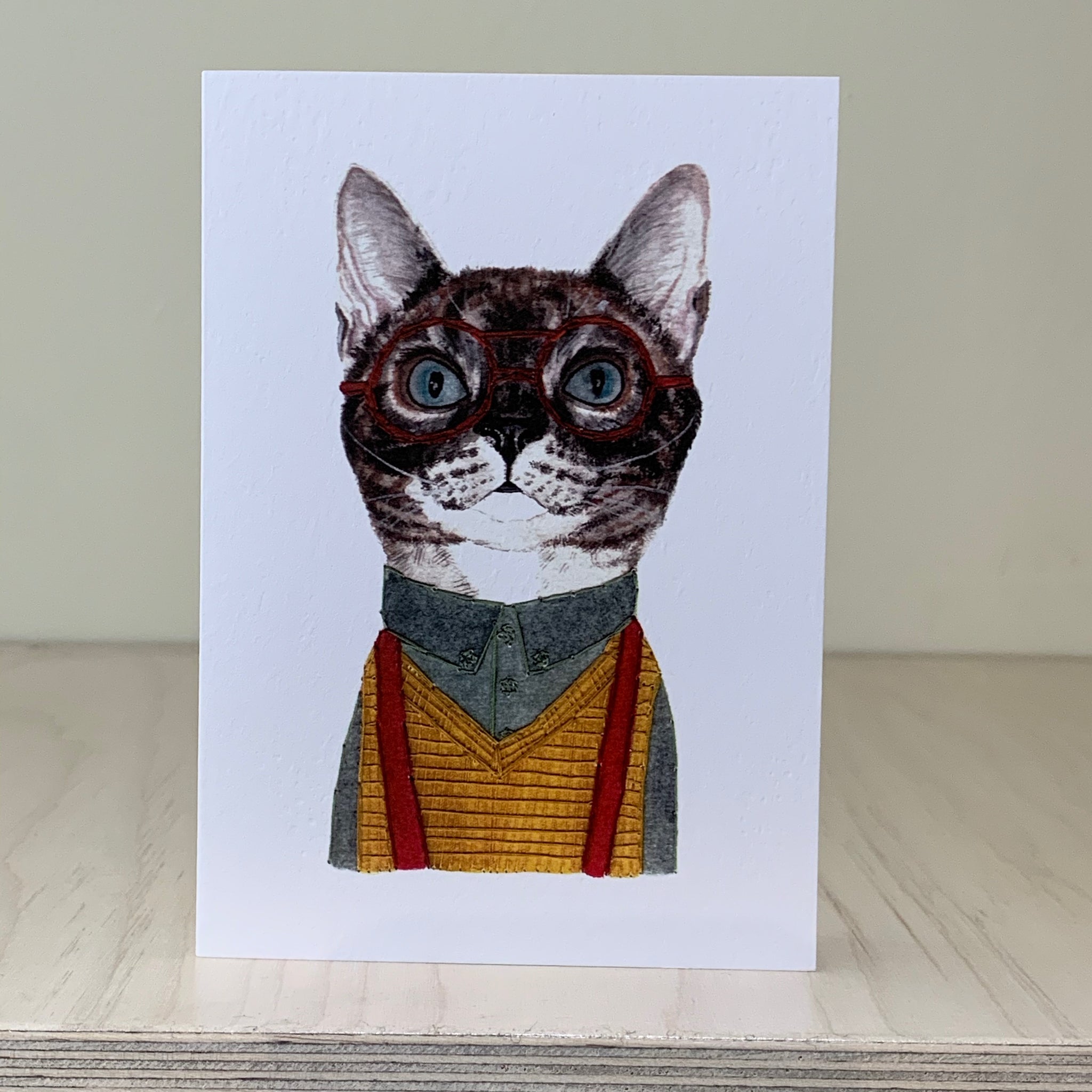 Cat In Sweater Vest Greeting Card
