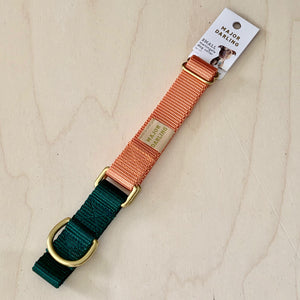Major Darling Martingale Peach & Forest Green Dog Collar