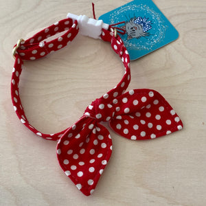 Bunny Ears Red Polka Dots Cat Bow Tie Collar